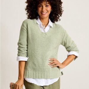 Tommy Bahama Malibu Chenille Green V-Neck Sweater